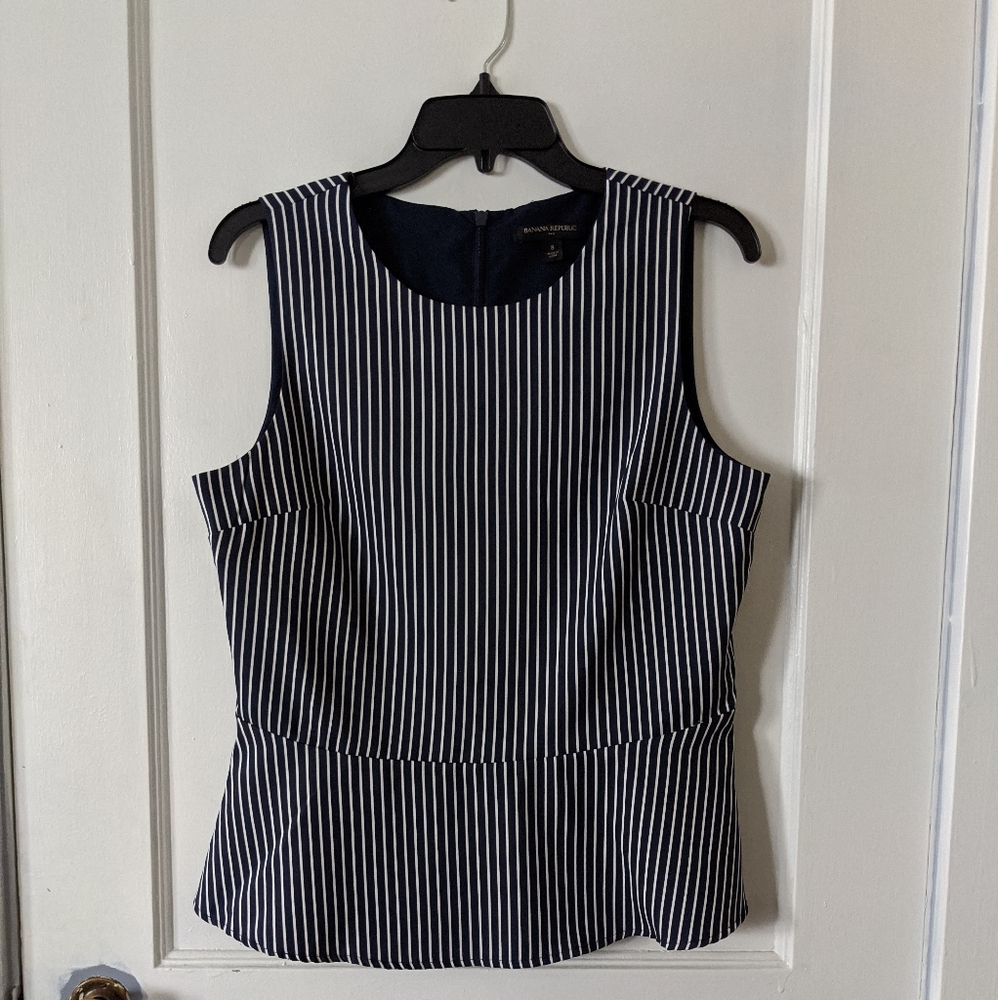 Banana Republic Pinstripe Sleeveless Peplu…
